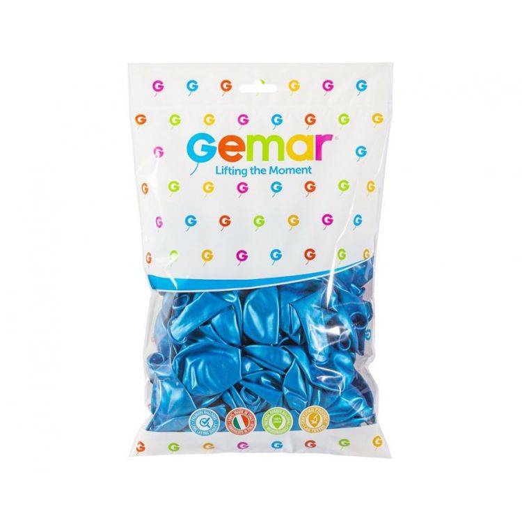 100 baloane bleu metalic Gemar - 25 cm