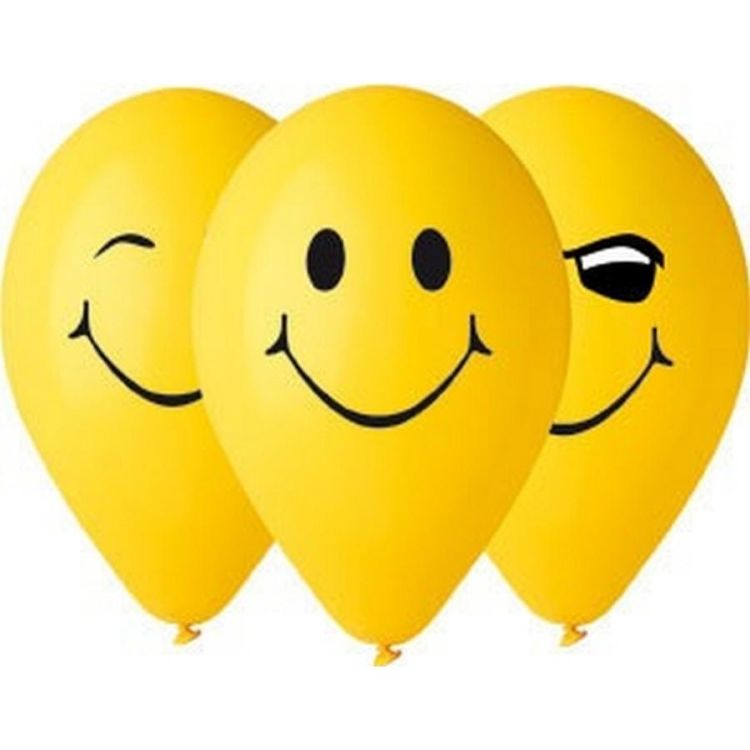 5 baloane galbene Smiley - 30 cm
