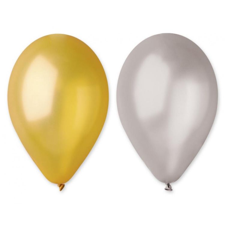 50 baloane Gemar aurii si argintii - 25 cm