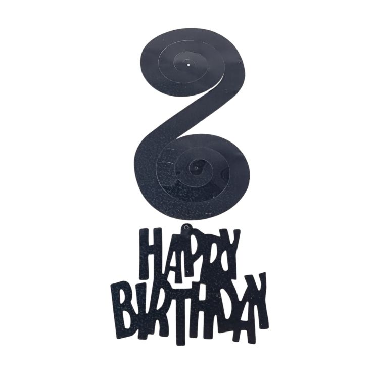 6 spirale decorative negre Happy Birthday