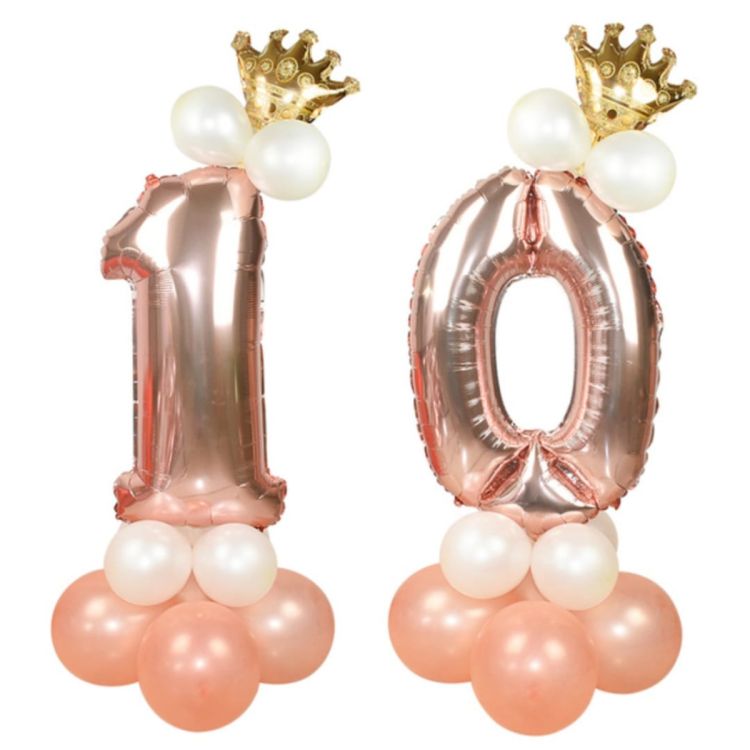 Baloane decorative roz gold 10 ani