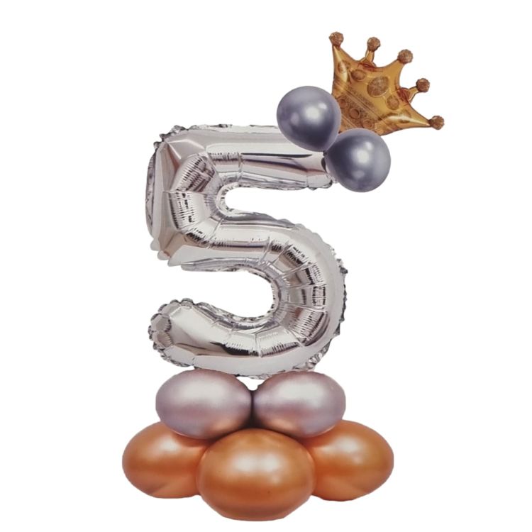 Balon decorativ argintiu cifra 5