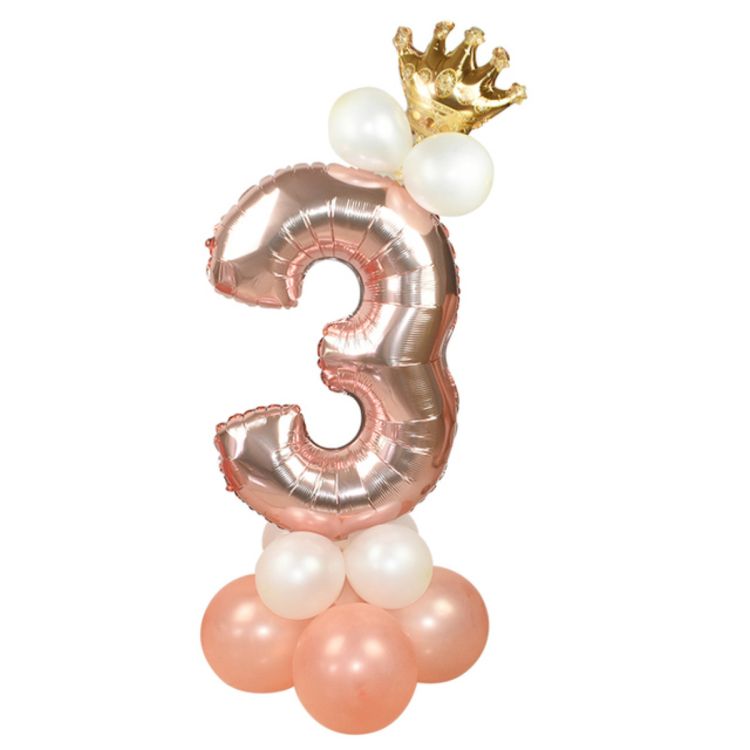 Balon decorativ roz gold cifra 3