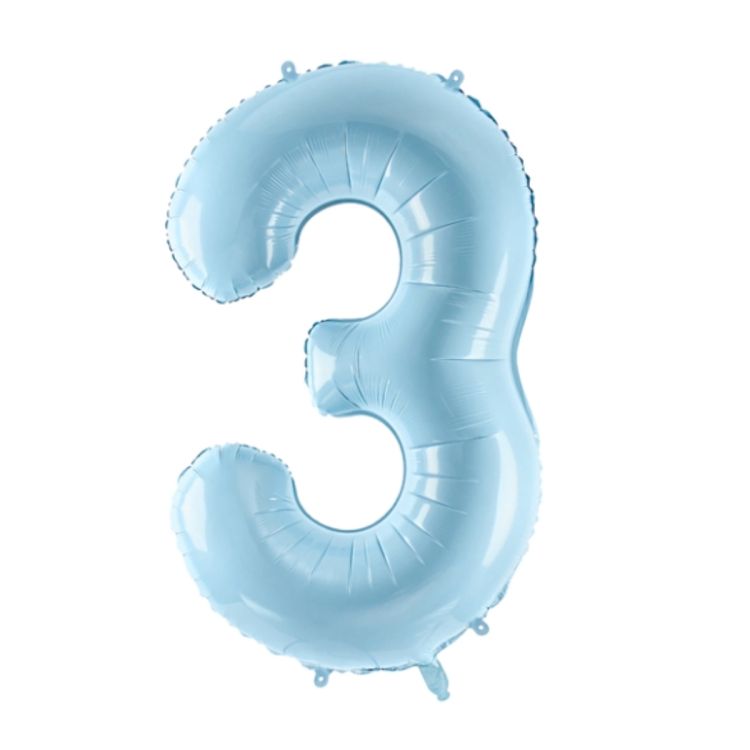 Balon folie cifra 3 bleu - 86 cm