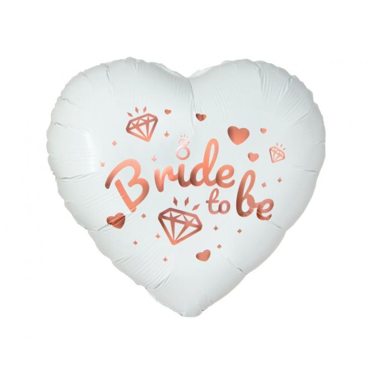 Balon inimă albă Bride to Be - 43 cm