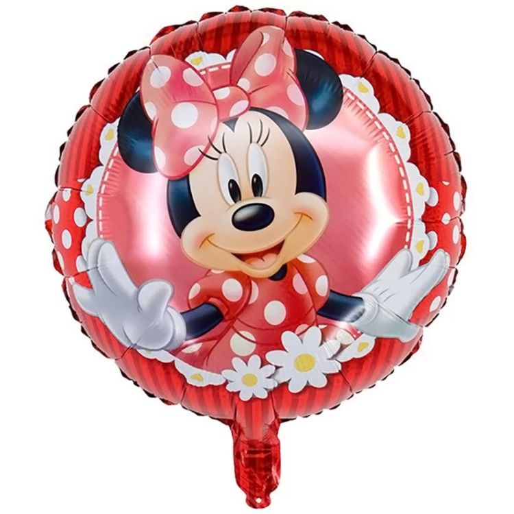 Balon Minnie cu fundă roșie 43 cm