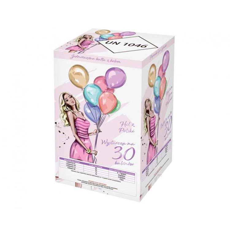 Butelie de heliu - 30 baloane latex