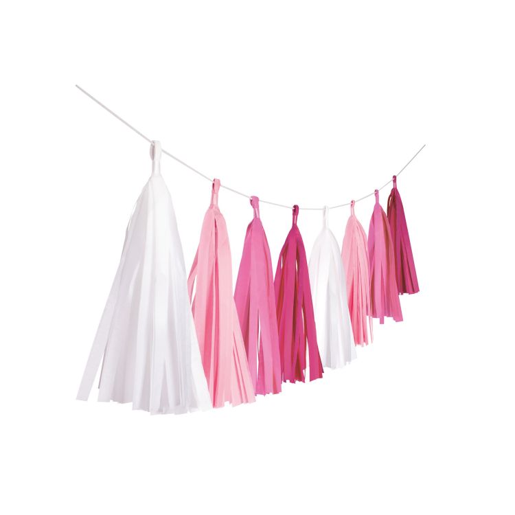 Ghirlandă DIY cu pompoane albe si roz 3 m