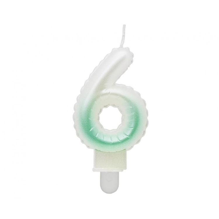 Lumânare cifra 6 ombre alb-verde