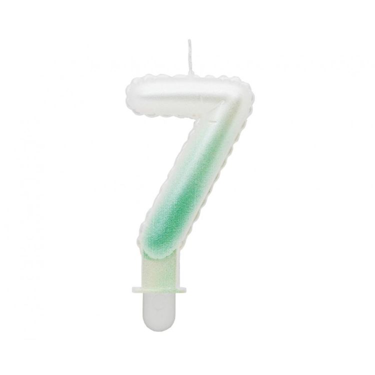 Lumânare cifra 7 ombre alb-verde