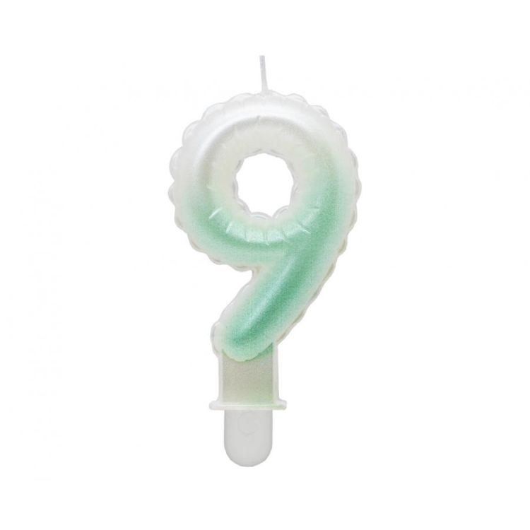 Lumânare cifra 9 ombre alb-verde