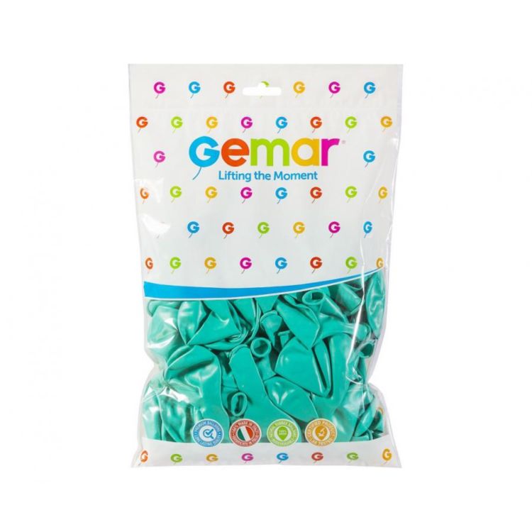 100 baloane turquoise Gemar  - 26 cm