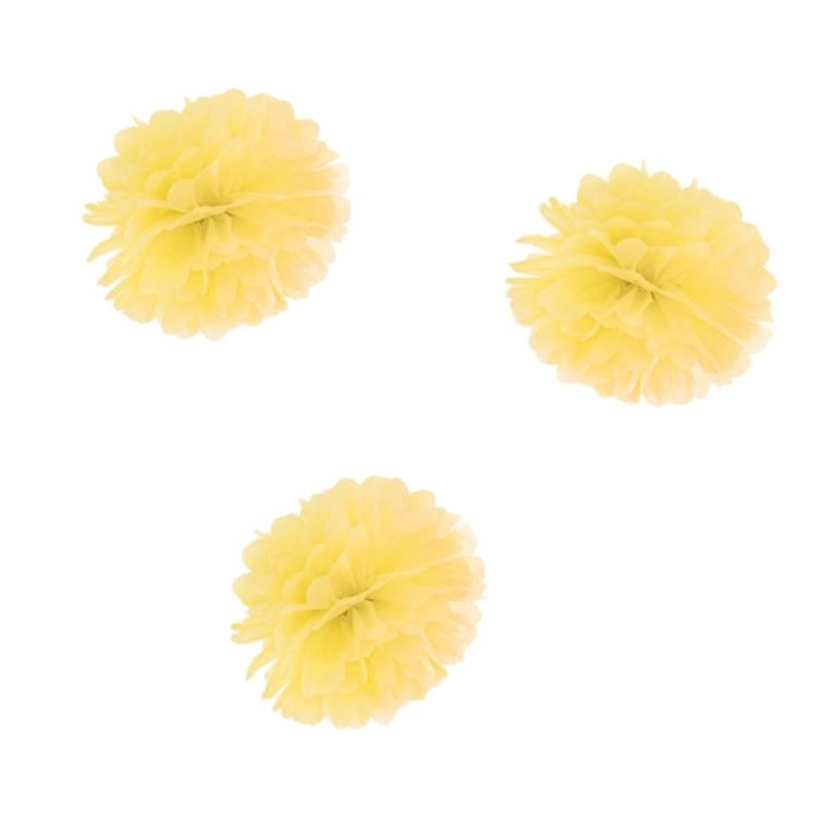 3 pompoane galbene 25 cm