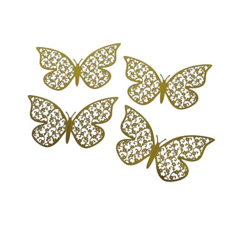 4 fluturi aurii 3D decorativi