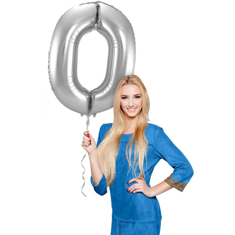 Balon cifra 0 argintiu 86 cm