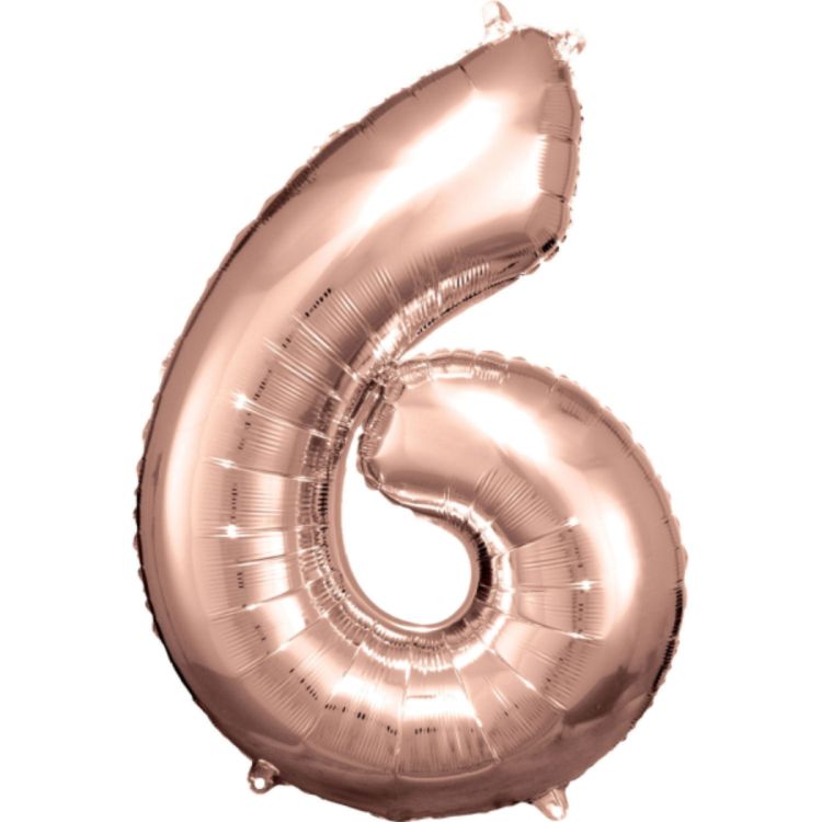 Balon cifra 6 rose gold - 86 cm