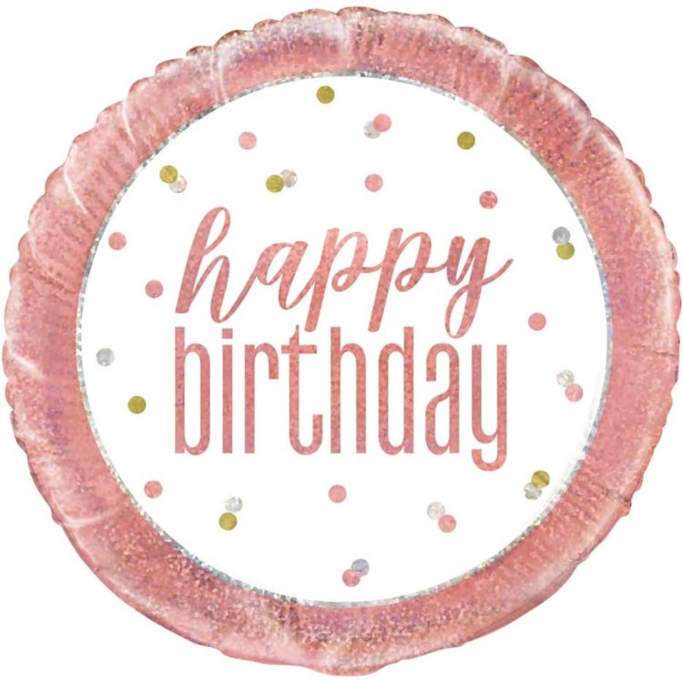 Balon Happy Birthday cu margine roz - 45 cm