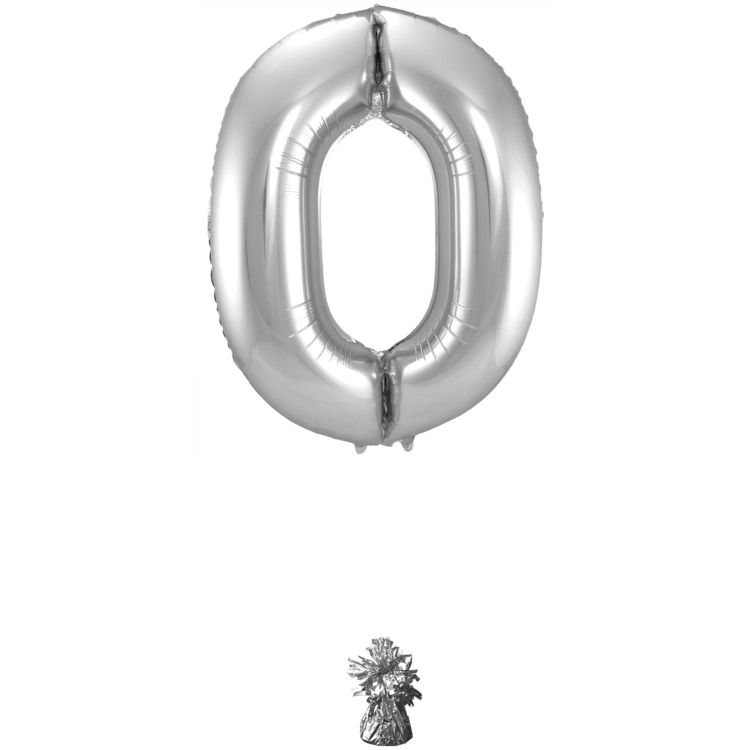 Balon cifra 0 argintiu 86 cm