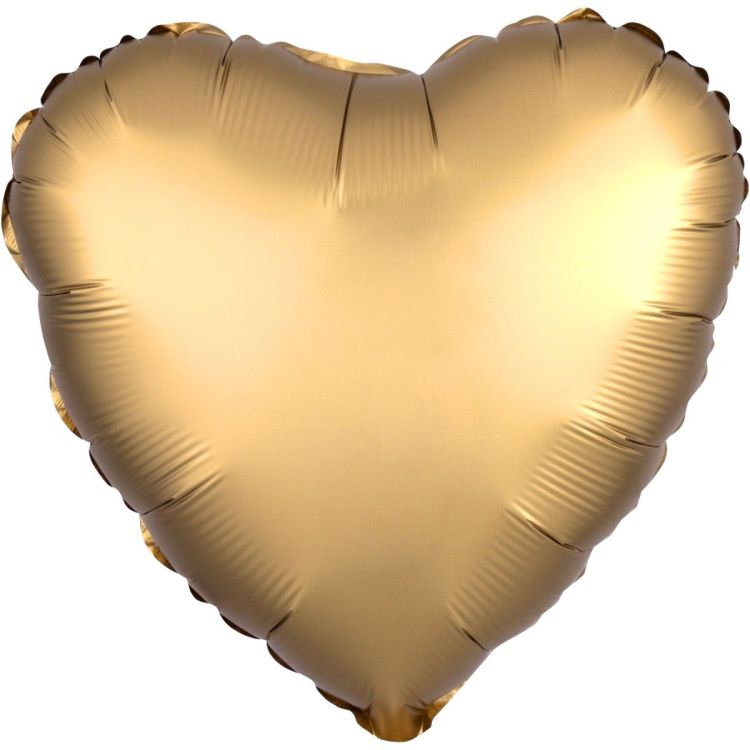 Balon inima auriu satinat - 43 cm