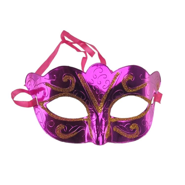 Masca de carnaval fuchsia cu sclipici