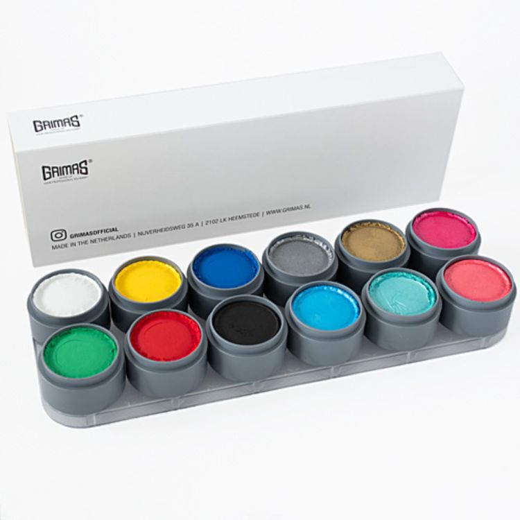Paletă de 12 culori mate și sidefate Grimas 15 ml