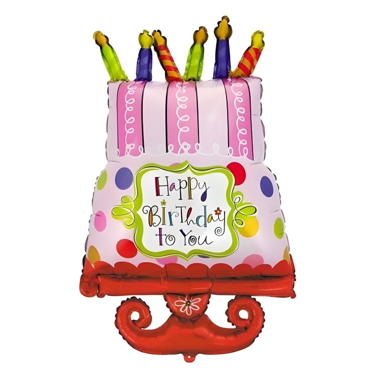 Balon folie tort roz si rosu 90 cm