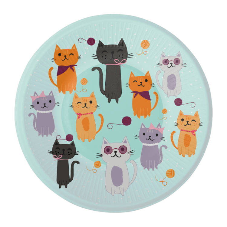 8 farfurii Cats Party - 18 cm