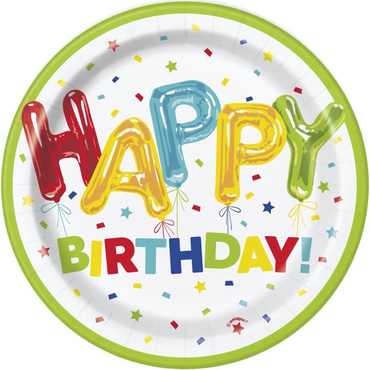 8 Farfurii Happy Birthday 17 cm