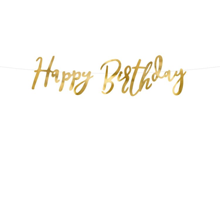 Banner auriu Happy Birthday