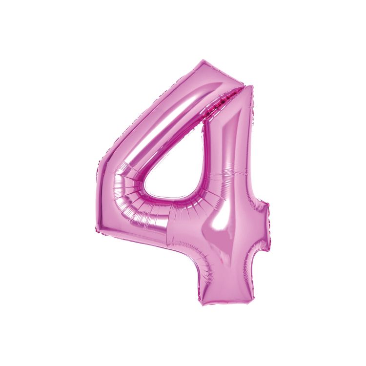 Balon folie cifra 4 roz - 74 x 51 cm