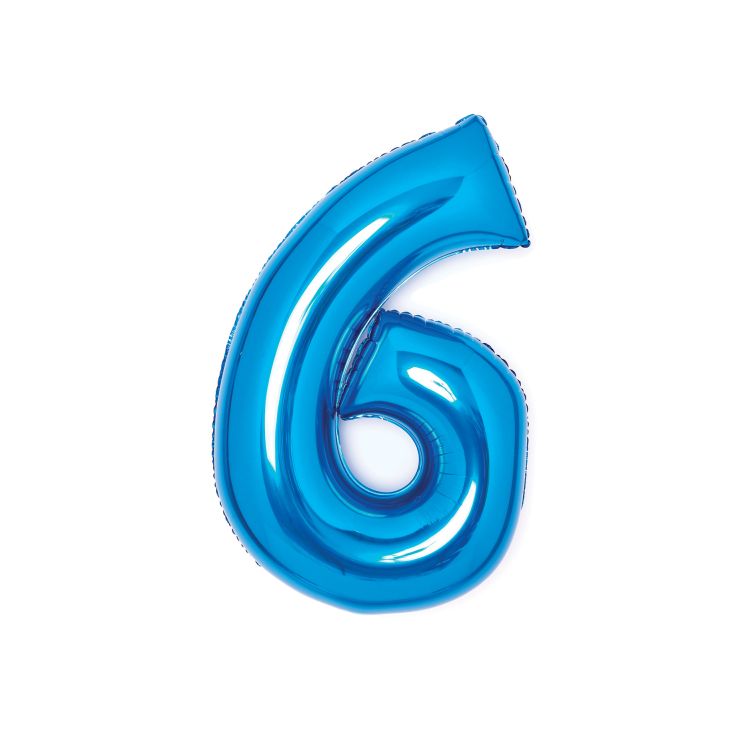 Balon folie cifra 6 albastru - 74 x 46 cm
