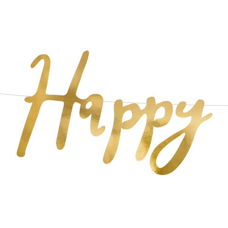 Banner auriu Happy Birthday