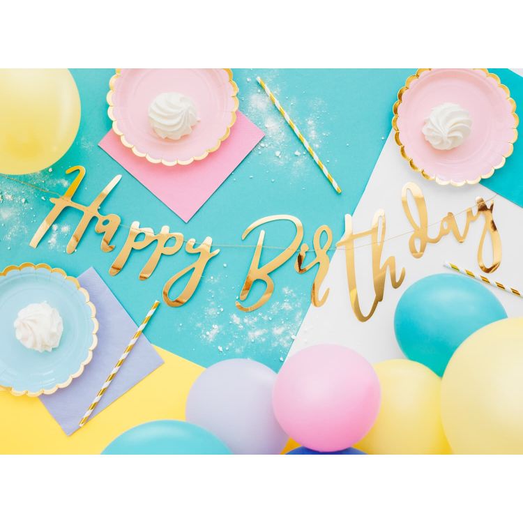 Banner auriu Happy Birthday
