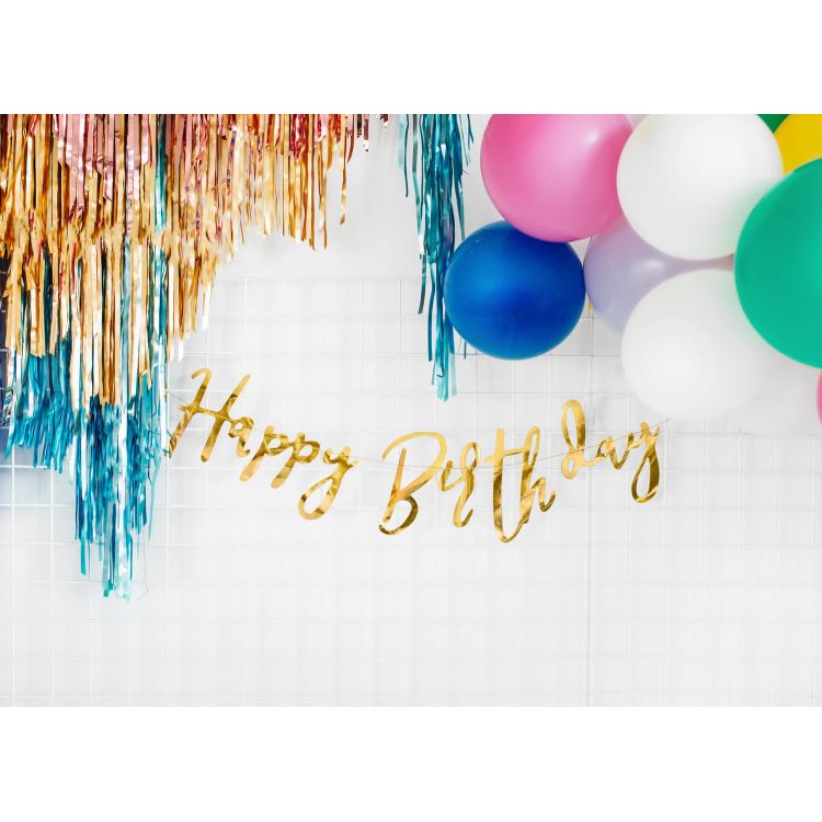 Banner auriu Happy Birthday