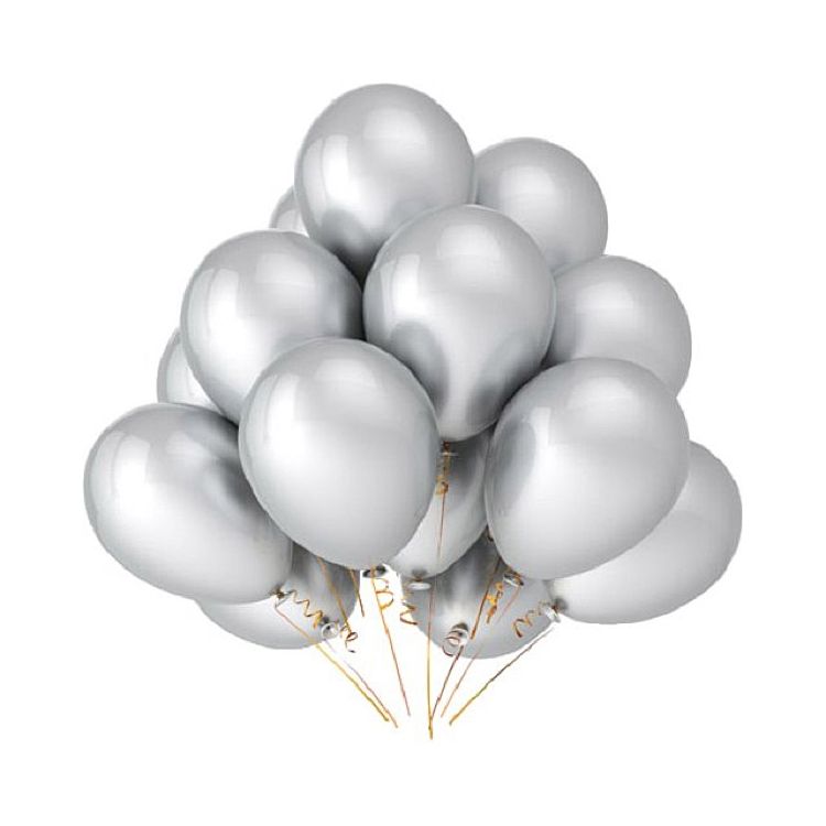 100 Baloane argintii metalizate Gemar - 25 cm