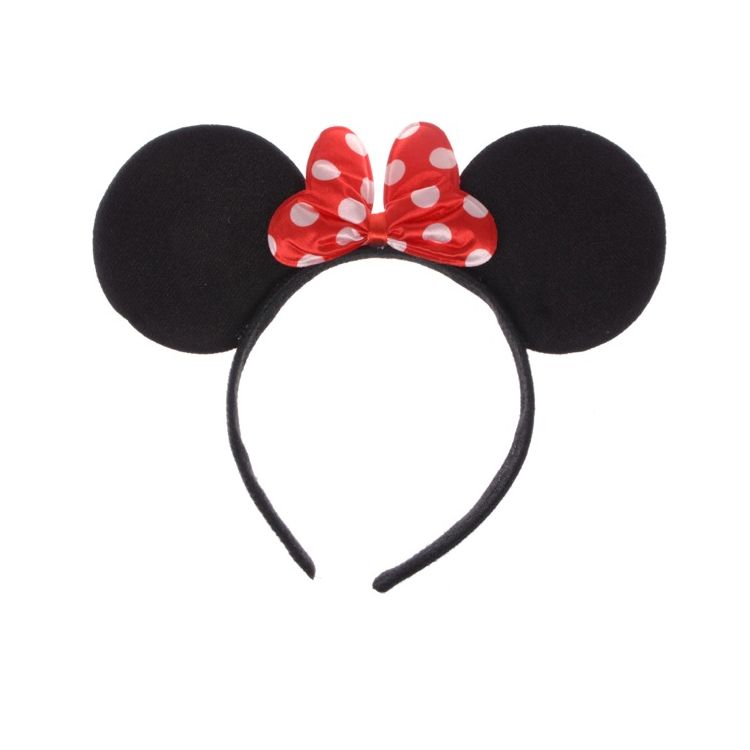 Urechi Minnie Mouse cu fundita rosie mica