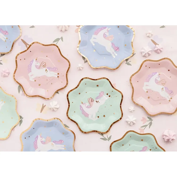 8 Farfurii Pastel Unicorn- 18 cm
