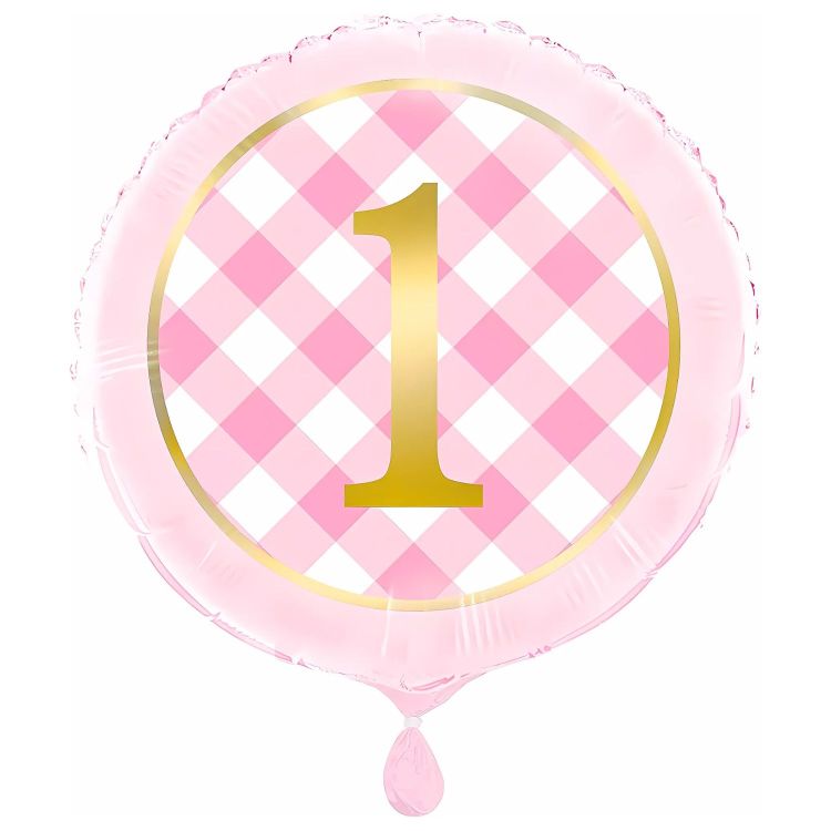 Balon roz prima aniversare - 45 cm