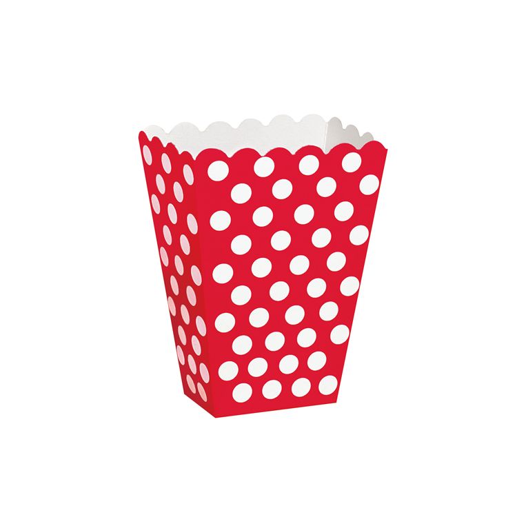 8 cutii rosii cu buline pentru popcorn