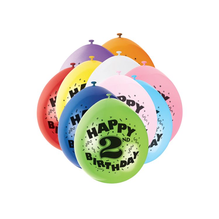 Baloane Happy Birthday cu cifra 2 - 23 cm