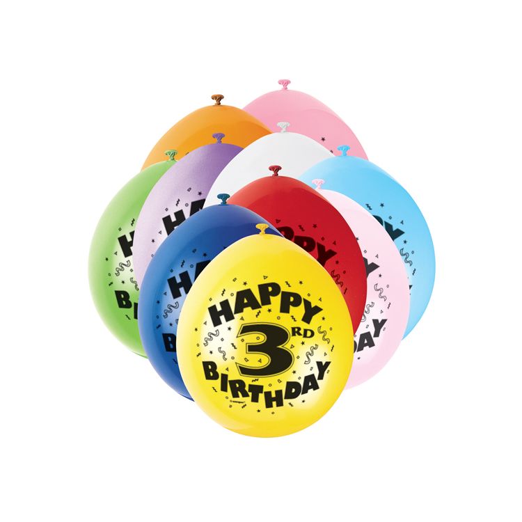 Baloane Happy Birthday cu cifra 3 - 23 cm