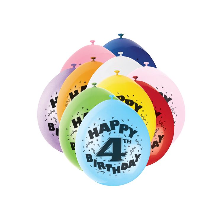 Baloane Happy Birthday cu cifra 4