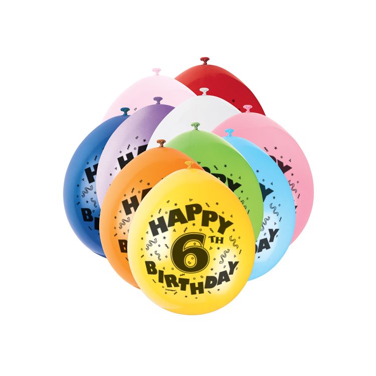 Baloane Happy Birthday cu cifra 6 - 23 cm