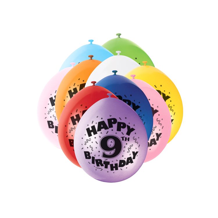 Baloane Happy Birthday cu cifra 9