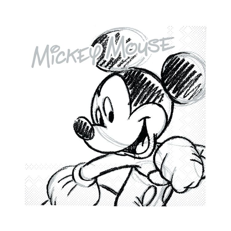 Servetele Mickey si Minnie alb si negru