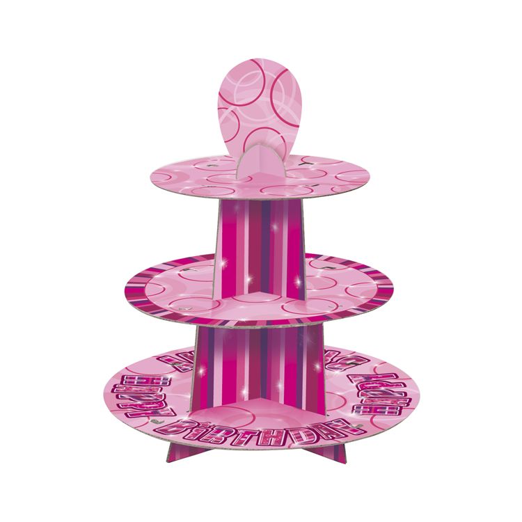 Suport roz prajituri cu trei etaje