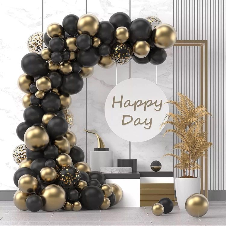 Set arcadă baloane DIY negre aurii
