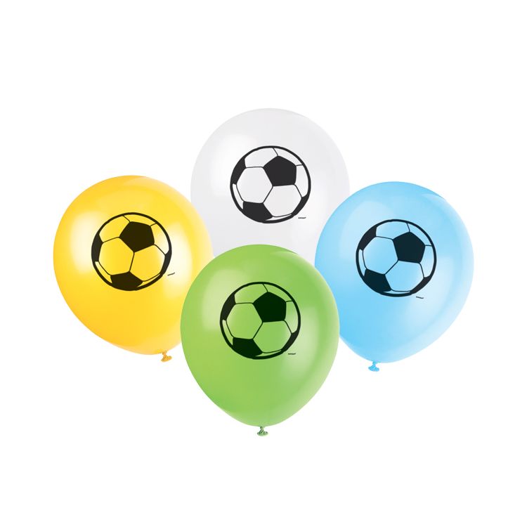 8 baloane latex inscriptionate cu minge de fotbal - 30 cm