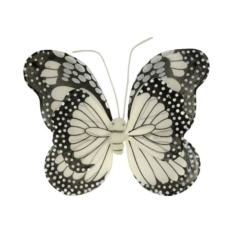 Aripi de fluture colorate in alb si negru cu buline albe
