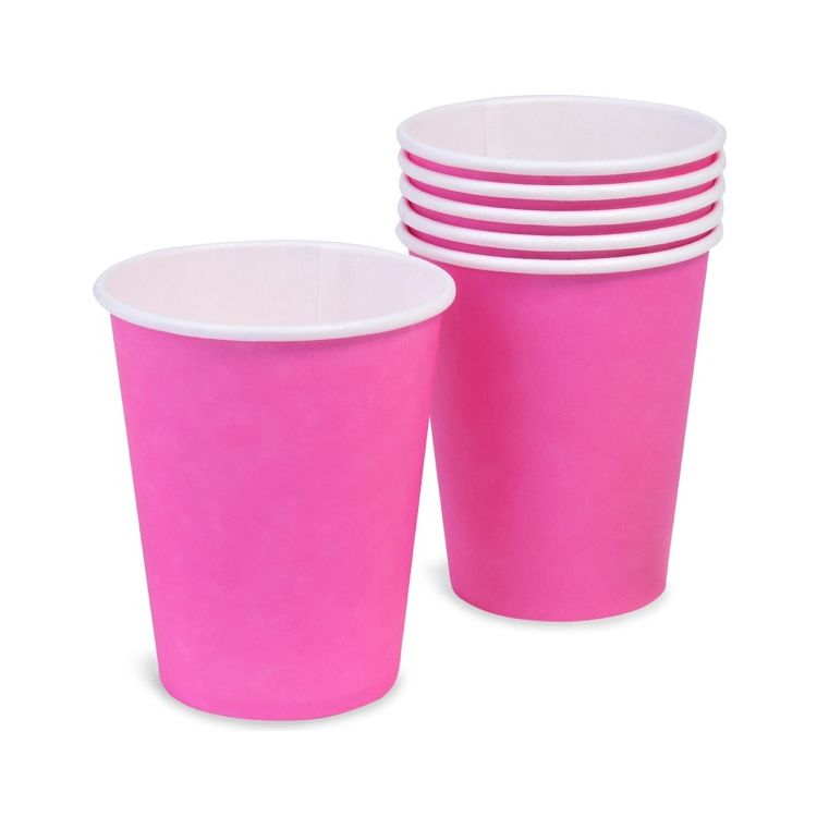 Pahare roz din carton pentru party la set de 10 pahare de 270 ml